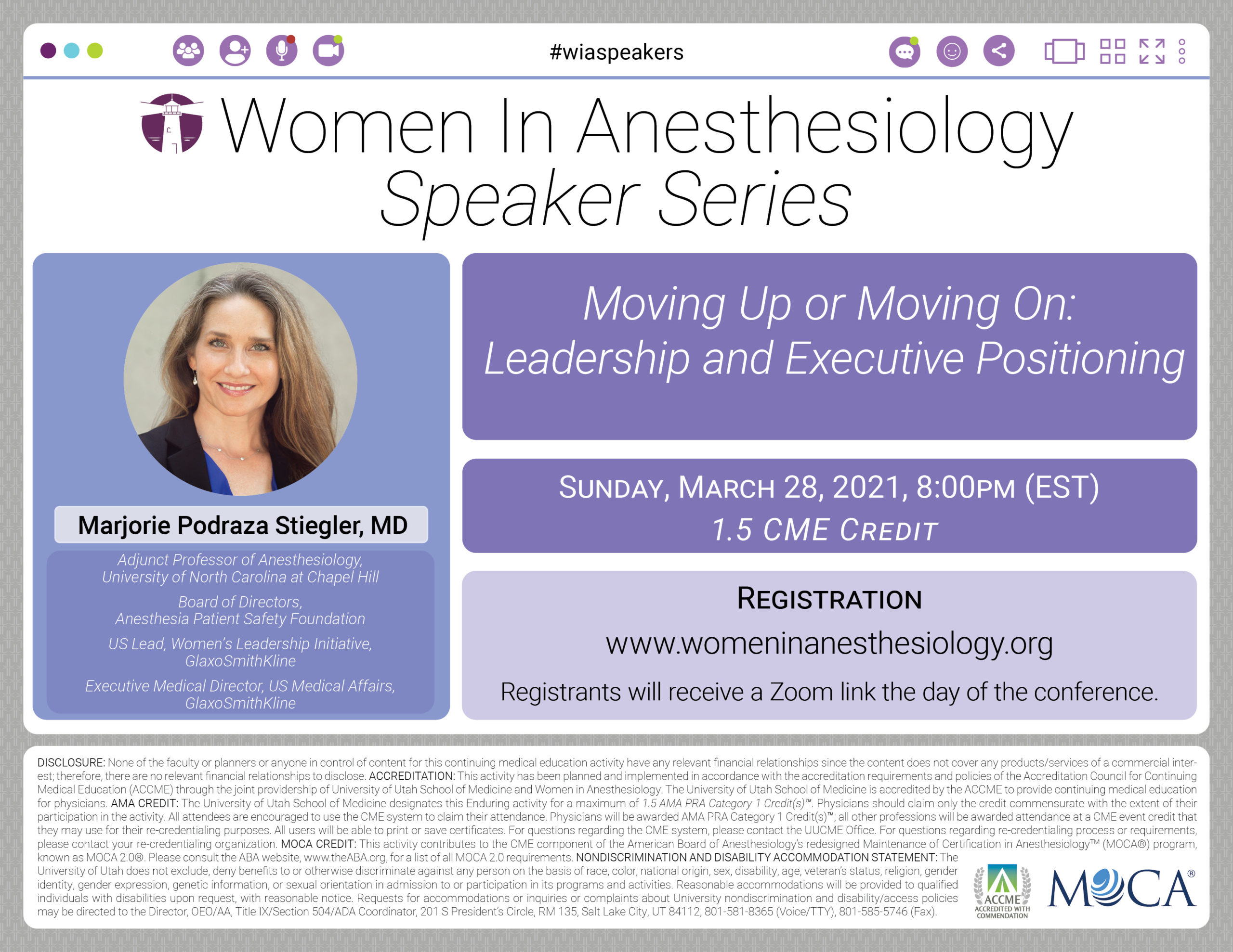 WIA Speaker Series - Marjorie Podraza Stiegler - Moving Up or Moving On: Leadership and Executive Positioning
